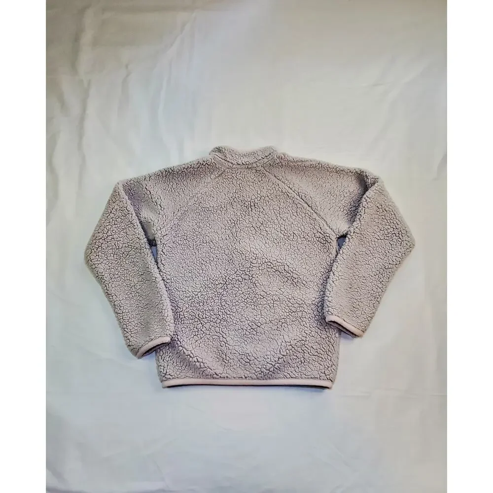 Columbia Size M 10/12 Full-zip Fleece Jacket Sweater Youth Kids Grey Pink Ca10
